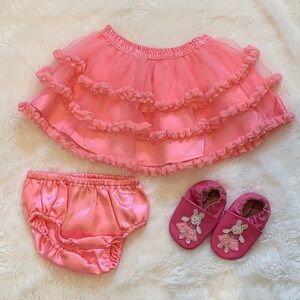 6-12 M Gymboree Tutu, Diaper Cover & Leather Shoes